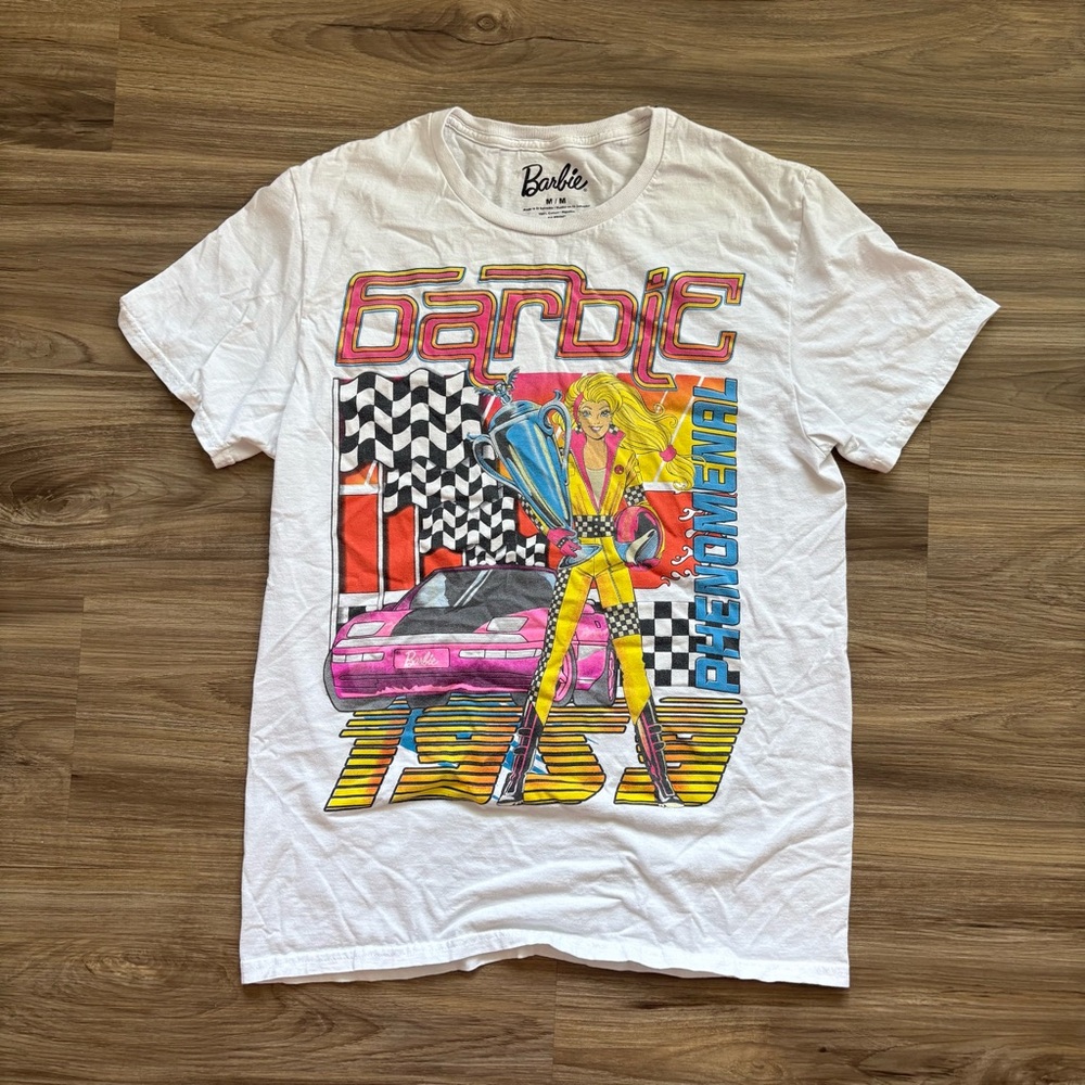 Barbie Retro Racing Graphic Tee Y2K Girlcore Street Style Aesthetic